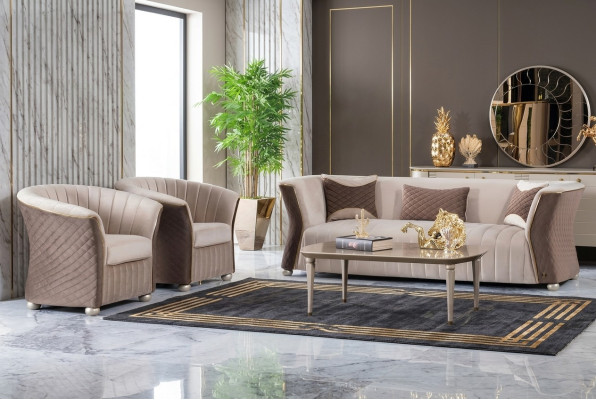 Polster Garnitur Sofas Couch Designer Sofagarnitur 3+1+1 Sitzer Stoff Couchen