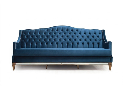 Modrá pohovka Chesterfield s třemi sedadly Relax Lounge pro obývací pokoj.