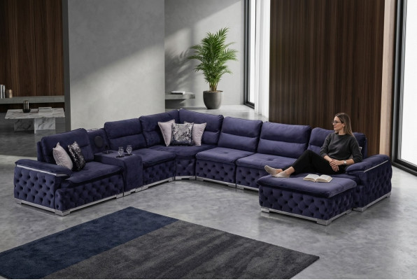 Rohová sedací souprava U-Forma Chesterfield Sofa obývacího pokoje Nábytek v italském stylu