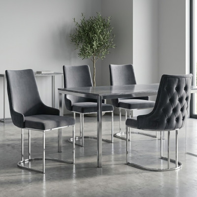 Garnitur 4x Stühle Modern Polster Design Stuhlgruppe Holz Ess Stuhl