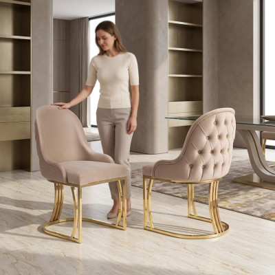 Jídelní židle z dubového dřeva luxusní židle Beige obývací pokoj italský styl