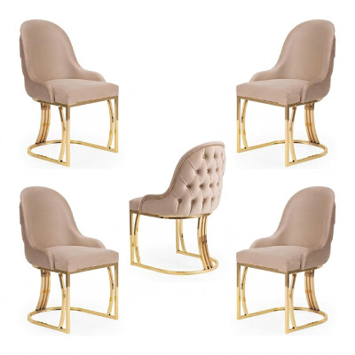 Esszimmer Textil Gastro Stuhl Design Set 4x Sessel Stoff Polster Stühle