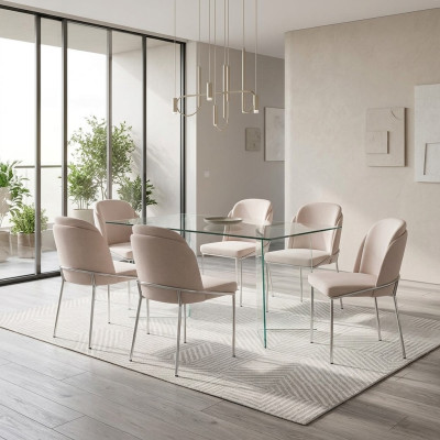 Židle 6x židle jídelny Křesla Křesla Lounge Design Nábytek Nerezová ocel