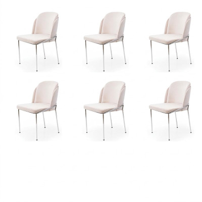 Židle 6x židle jídelny Křesla Křesla Lounge Design Nábytek Nerezová ocel
