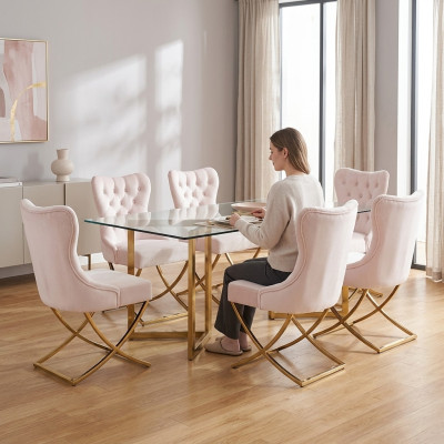 Garnitur židlí 6x čalounění Design Lounge sedadlo opěrka skupina nábytku židle