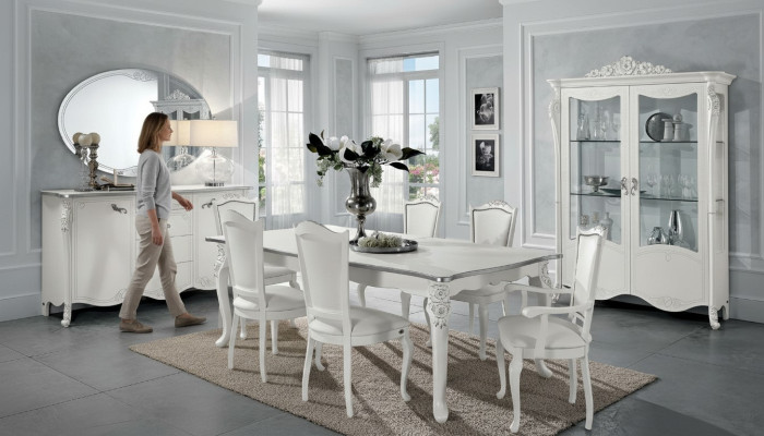 Esszimmer Set Esstisch 6x Stühle Kommode Vitrine Gruppe Garnitur Itanien 9tlg.