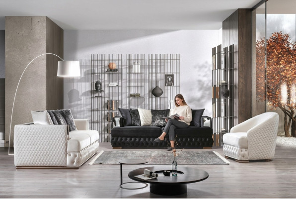 Chesterfield Luxus sedací souprava polstrování nábytek 3+3+1 obývací pokoj