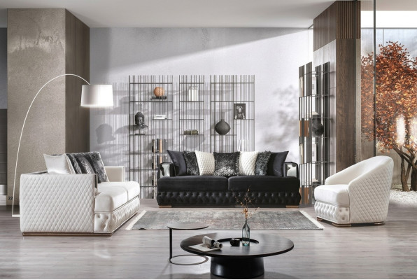 Chesterfield Luxus sedací souprava polstrování nábytek 3+3+1 obývací pokoj