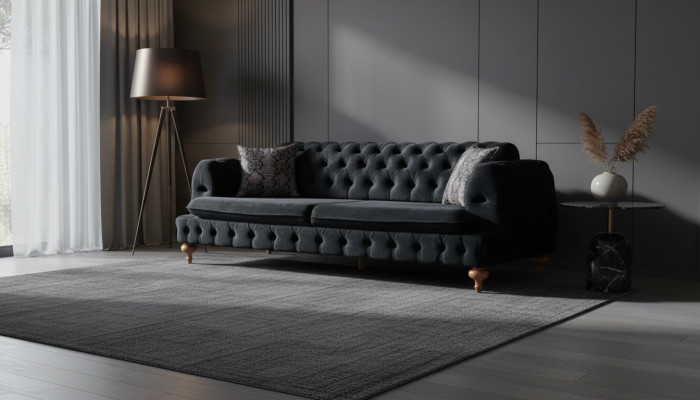 Luxus Chesterfield Couch Dreisitzer Schwarze Couchen Einrichtung