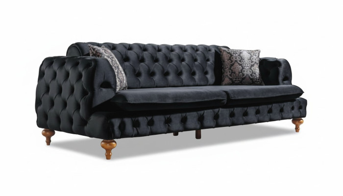 Luxus Chesterfield Couch Dreisitzer Schwarze Couchen Einrichtung