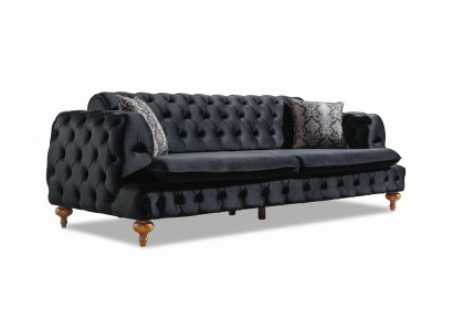 Luxus Chesterfield Couch Dreisitzer Schwarze Couchen Einrichtung
