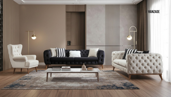 Křeslo 1 místné bílé obývací pokoj textilní design Chesterfield křeslo s ušima.