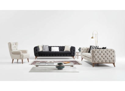 Křeslo 1 místné bílé obývací pokoj textilní design Chesterfield křeslo s ušima.