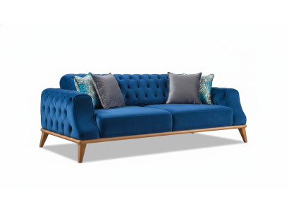 Pohovka 3místná Modrá Obývací pokoj Klasický Chesterfield Elegantní styl