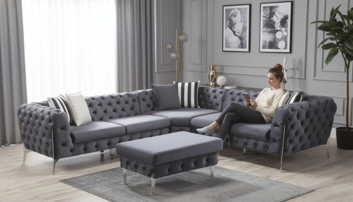 Ecksofa Couch Eckgarnitur Couchen Sofa Chesterfield Wohnlandschaft
