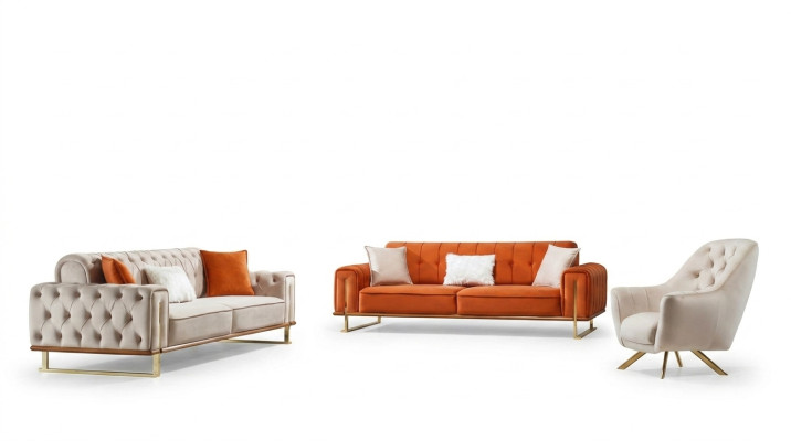 Luxusní nábytek v americkém stylu Chesterfield - sestava pohovky, vícebarevná pohovka.