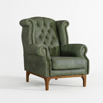 Grüner Chesterfield Luxus Sessel Polstersessel Designer Armlehnensessel
