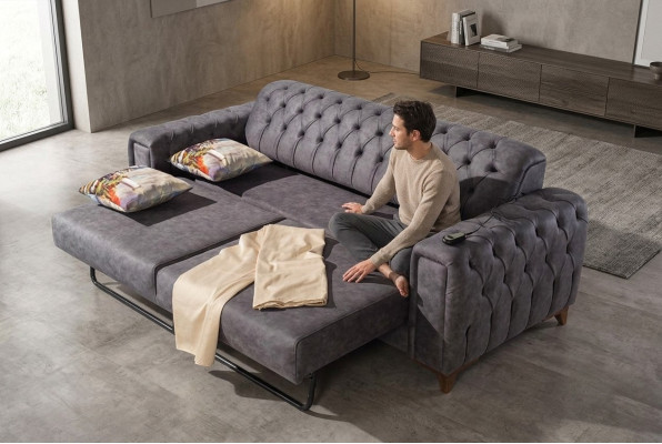 Dreisitzer Sofa 3 Sitzer Sofas Sessel Stoff Couch Möbel Textil Farbe Grau