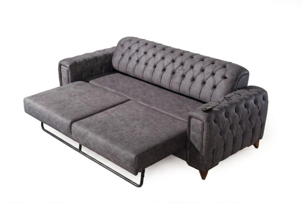 Dreisitzer Sofa 3 Sitzer Sofas Sessel Stoff Couch Möbel Textil Farbe Grau