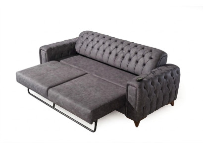 Dreisitzer Sofa 3 Sitzer Sofas Sessel Stoff Couch Möbel Textil Farbe Grau