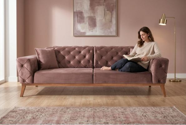 Braune Chesterfield Couch Elegante Sofa Wohnzimmer Sitzmöbel Samt