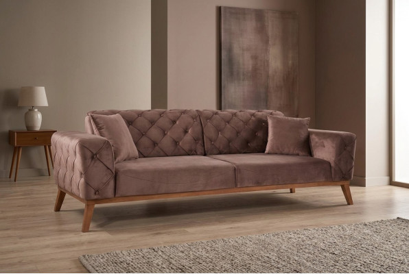 Braune Chesterfield Couch Elegante Sofa Wohnzimmer Sitzmöbel Samt