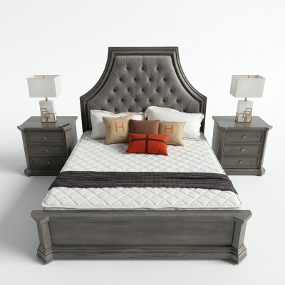 Schlafzimmer Set Bett + 2x Nachttisch Betten Doppelbett Möbel Chesterfield Neu