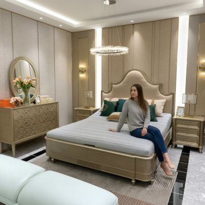 Schlafzimmer Design Bett Set Garnitur Betten 2x Nachttisch 3tlg. Möbel Komplett