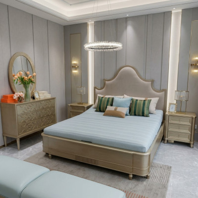 Schlafzimmer Design Bett Set Garnitur Betten 2x Nachttisch 3tlg. Möbel Komplett