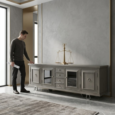 Konsole Schrank Lowboard Möbel Schränke Anrichte Wohnzimmer Sideboard Holz Grau