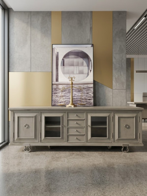 Konsole Schrank Lowboard Möbel Schränke Anrichte Wohnzimmer Sideboard Holz Grau