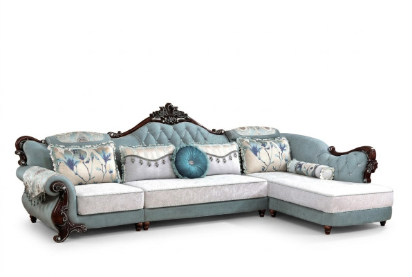 Klassische Textil Couch Chesterfield Ecksofa Eckpolster Polster Sofa