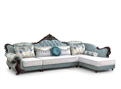 Klassische Textil Couch Chesterfield Ecksofa Eckpolster Polster Sofa