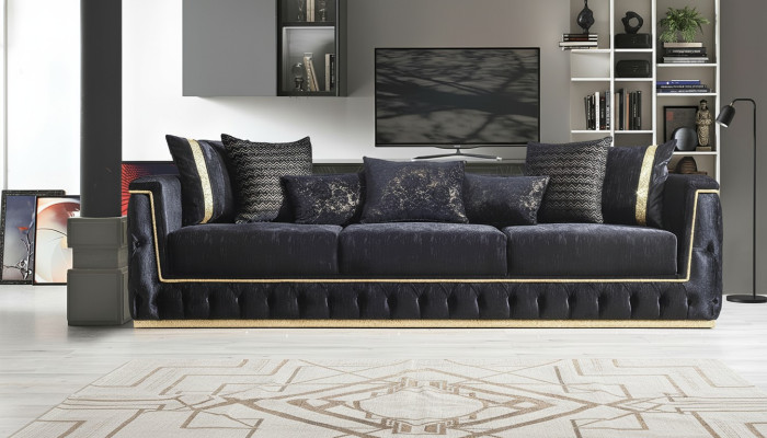 Dreisitzer Sofa 3 Sitzer Sofas Polster Couchen Chesterfield mit Textil
