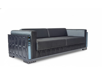 Sofa 3 Sitzer Luxus Möbel Wohnzimmer Dreisitzer Grau Metall mit Textil