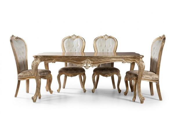 Esszimmer Esstisch Stuhl Gruppe Garnitur Set Holz Tisch Tische Barock Sets 5tlg