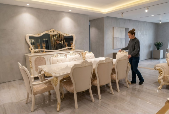Nastavení 8x židlí židle židle Nastavení dřeva Luxus Esszimmer Stil Barock Gruppe