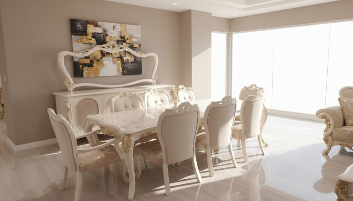 Nastavení 8x židlí židle židle Nastavení dřeva Luxus Esszimmer Stil Barock Gruppe