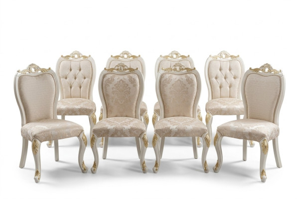 Nastavení 8x židlí židle židle Nastavení dřeva Luxus Esszimmer Stil Barock Gruppe