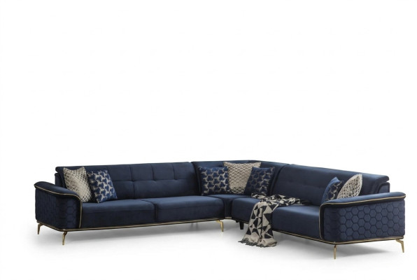 Luxus Ecksofa Royal Blaue Samt Couch Eckgarnitur Sofa Couchen Wohnlandschaft Neu
