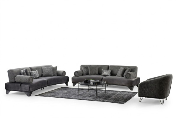 Luxus Sofagarnitur Garnitur Sofas Sofa Sessel Dreisitzer 3+3+1 Sitzer Stoff Neu