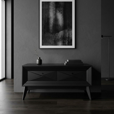 Stojan rtv Lowboard Sideboard stůl obývací pokoj Moderní dřevo Černý Design