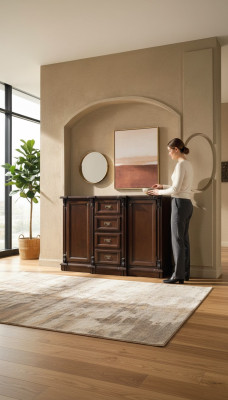 Komoda Sideboard komody Skříň Skříně Obývací pokoj Dřevo Baroko Hnědý Nábytek