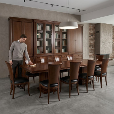 Vysoká kvalita konferenčního stolu Sada stolu 10x židlí Nábytek Dřevo Stoly Kancelář Luxus