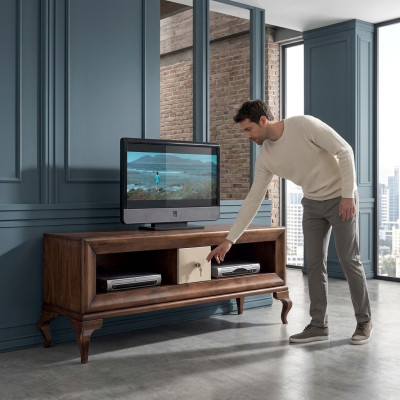tv Ständer rtv Lowboard Sideboard Tisch Holz Wohnzimmer Braun Möbel Fernseh Neu