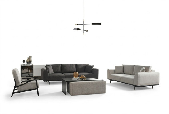 Komplette Couchgarnitur Sofa Sofas Sessel Grau Sofagarnitur Set 4tlg