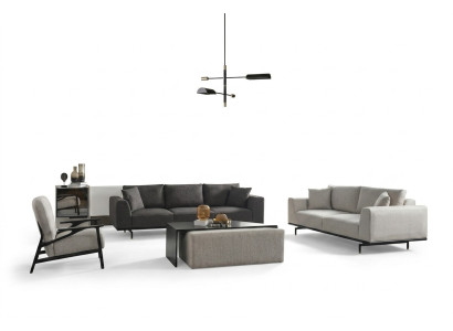 Komplette Couchgarnitur Sofa Sofas Sessel Grau Sofagarnitur Set 4tlg