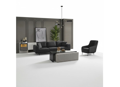 Sofagarnitur Sofa 4 Sitzer Viersitzer Sessel Set Stoff Modern Grau
