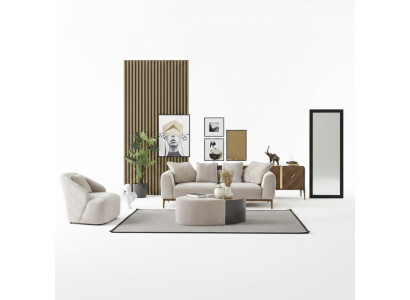 Modern Sofagarnitur 3 Sitzer Sessel Dreisitzer Weiß Modern Stoff Polyester