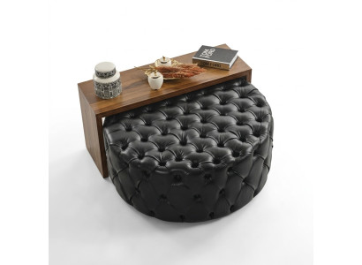 Couchtisch Tisch Beistelltisch Wohnzimmer Modern Schwarz Kunstleder